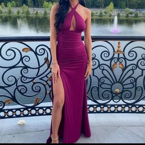 Revolve purple halter sparkle maxi dress